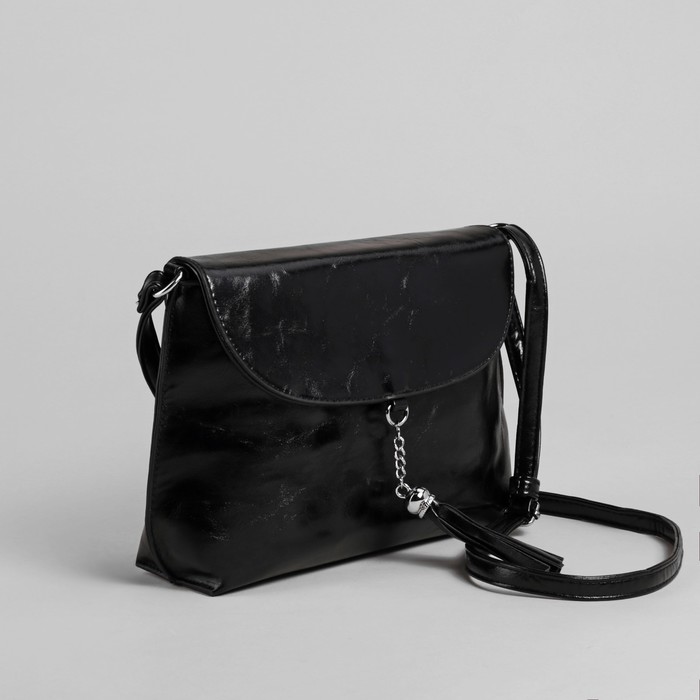 Сумка женская на молнии, 1 отдел с перегородкой, 1 наружный карман, регулируемый ремень, чёрная