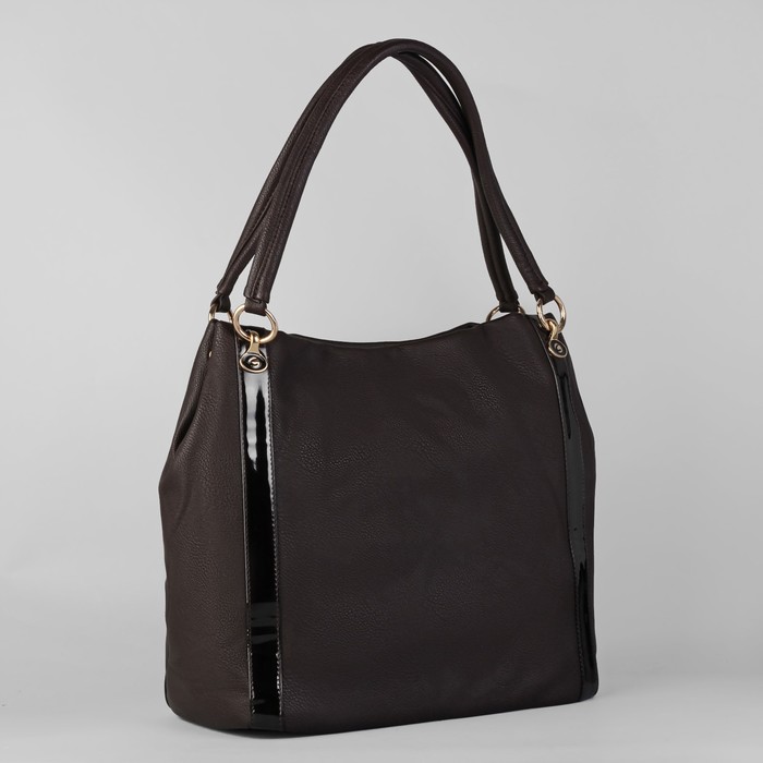 Сумка женская на молнии, 1 отдел с расширением, 1 наружный карман, коричневая