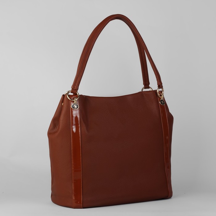 Сумка женская на молнии, 1 отдел с расширением, 1 наружный карман, коричневая