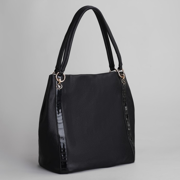 Сумка женская на молнии, 1 отдел с расширением, 1 наружный карман, чёрная