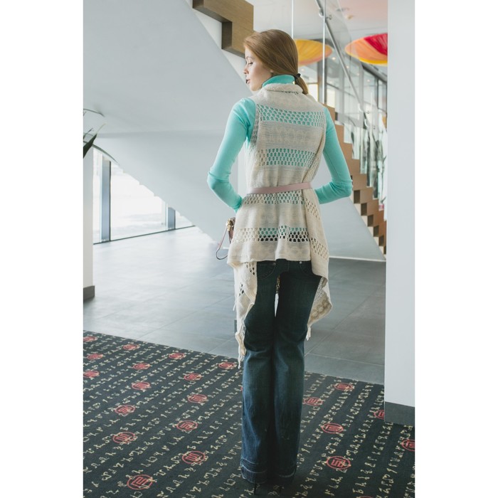 Пончо (кардиган) 76х140 см, светлый беж, акрил 100%