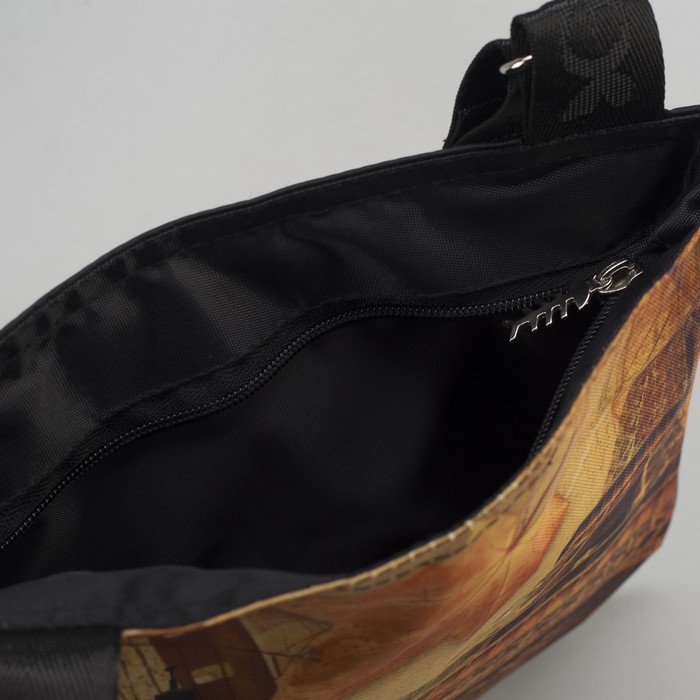 Сумка молодёжная на молнии "Париж", 1 отдел, 1 наружный карман, коричневый/чёрный