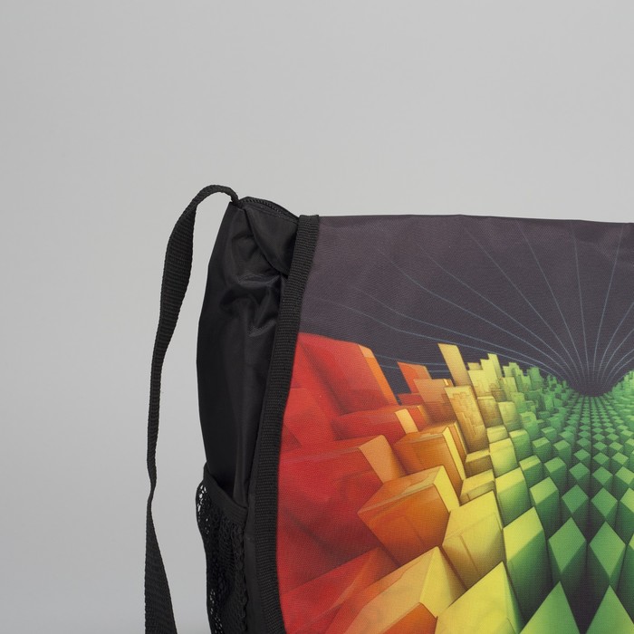 Сумка молодёжная на молнии "Цветные отблески", 1 отдел, 2 наружных кармана, цвет чёрный/разноцветный