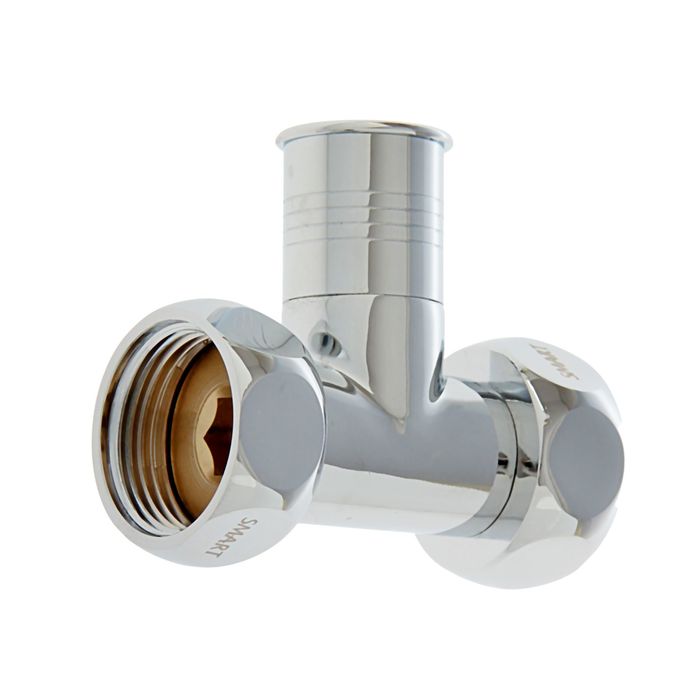 Вентиль прямой для полотенцесушителя, накидные гайки 1", хром