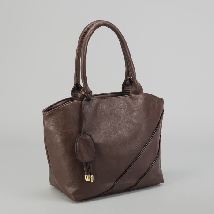 Сумка женская на молнии, 1 отдел с перегородкой, 1 наружный карман, коричневая