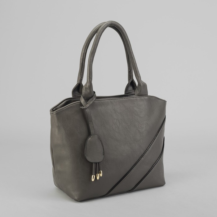 Сумка женская на молнии, 1 отдел с перегородкой, 1 наружный карман, серая