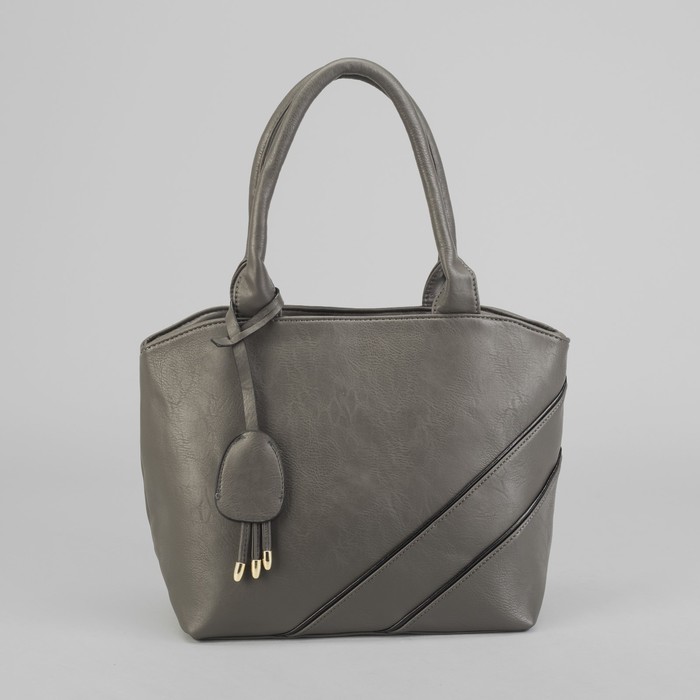 Сумка женская на молнии, 1 отдел с перегородкой, 1 наружный карман, серая