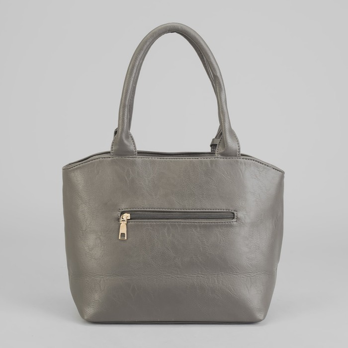 Сумка женская на молнии, 1 отдел с перегородкой, 1 наружный карман, серая