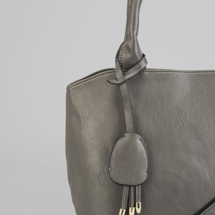 Сумка женская на молнии, 1 отдел с перегородкой, 1 наружный карман, серая