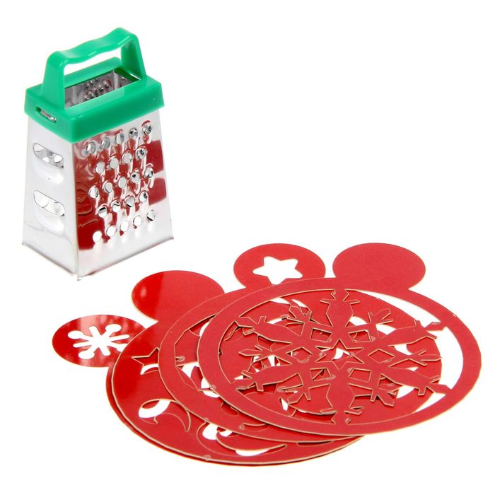 Набор трафаретов с теркой "С Новым годом", 4 шт., 18 х 18,5 см