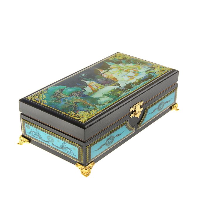 Шкатулка прямоугольная "Зимняя сказка" на ножках