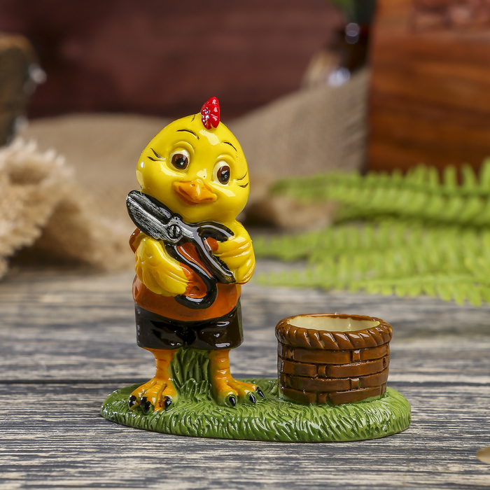 Сувенир "Петушок — садовник" с подсвечником МИКС