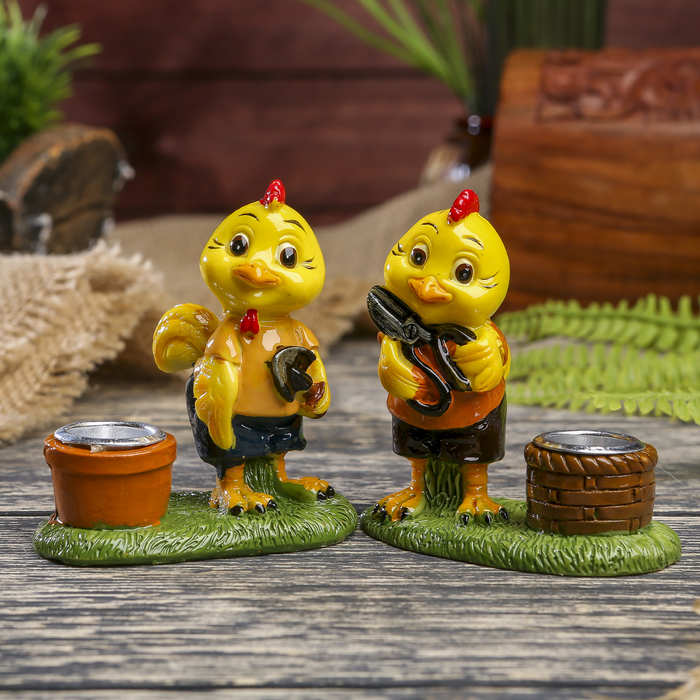 Сувенир "Петушок — садовник" с подсвечником МИКС