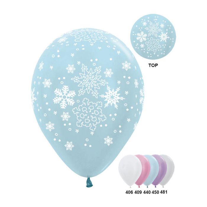 Шар латексный Перламутр 12" "Снежинки" 12 шт. цвета МИКС SP