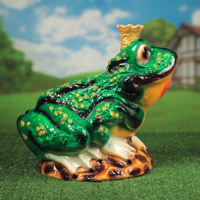 Садовая фигура "Царевна-лягушка" глянец, зелёная