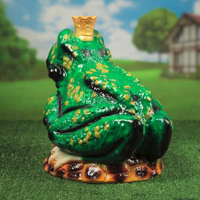 Садовая фигура "Царевна-лягушка" глянец, зелёная