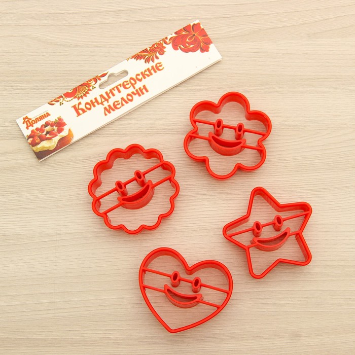 Набор форм для вырезания печенья "Мордочки", 4 шт, цвета МИКС