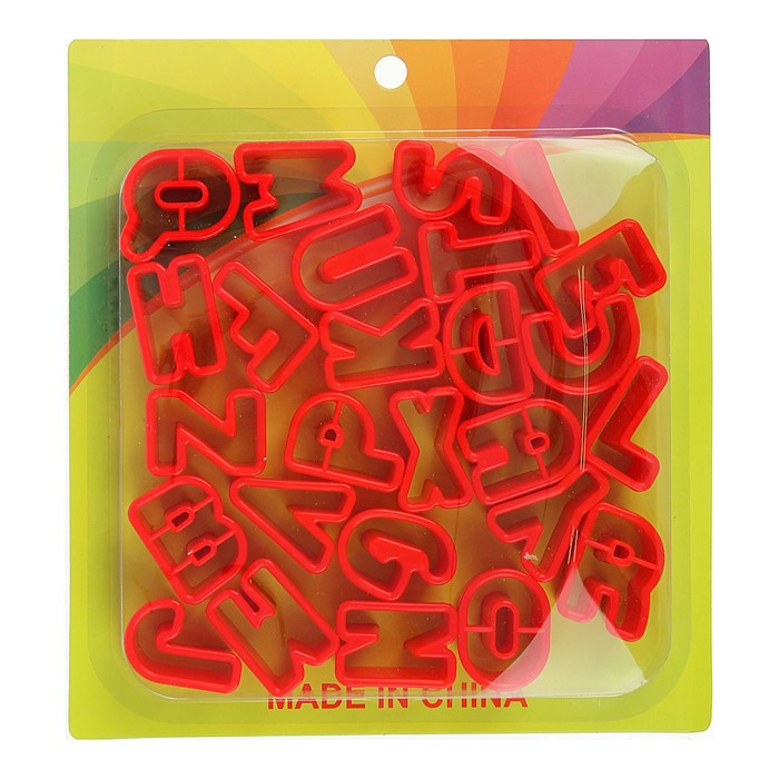 Набор форм для вырезания печенья 26 шт "Алфавит", форма 2,5х3,5х2 см, цвета МИКС