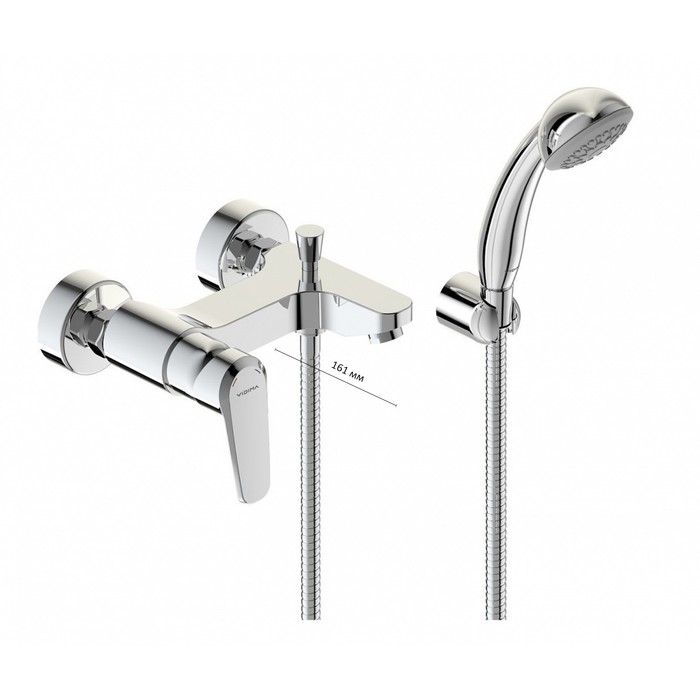 Смеситель для ванны Vidima "Баланс", настенный, литой излив 154-161 мм, хром