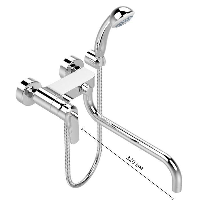 Смеситель для ванны Vidima "Баланс", настенный, излив 320 мм, хром