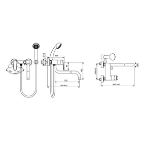 

Смеситель для ванны Vidima "Баланс", двухвентильный, настенный, излив 320 мм, хром
