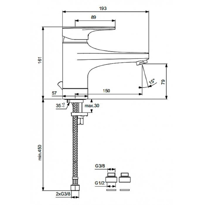 Смеситель для раковины Vidima "Видима Стрим", без донного клапана, поворотный корпус, хром