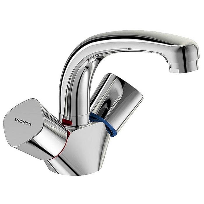 Смеситель для раковины Vidima "Квадро", литой излив 129 мм, гибкая подводка 3/8, хром
