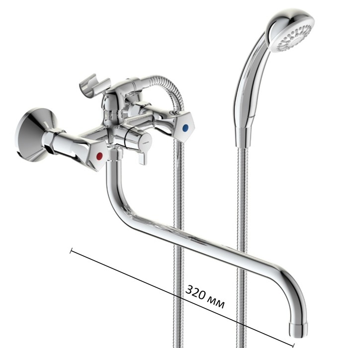 Смеситель для ванны Vidima "Видима Лайф", настенный, излив 320 мм, хром