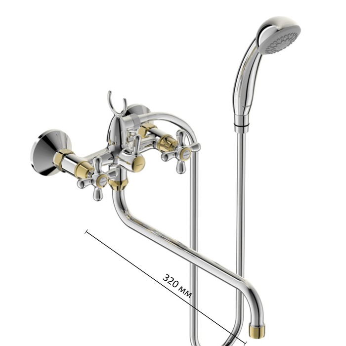 Смеситель для ванны Vidima "Ретро", настенный, излив 320 мм, хром