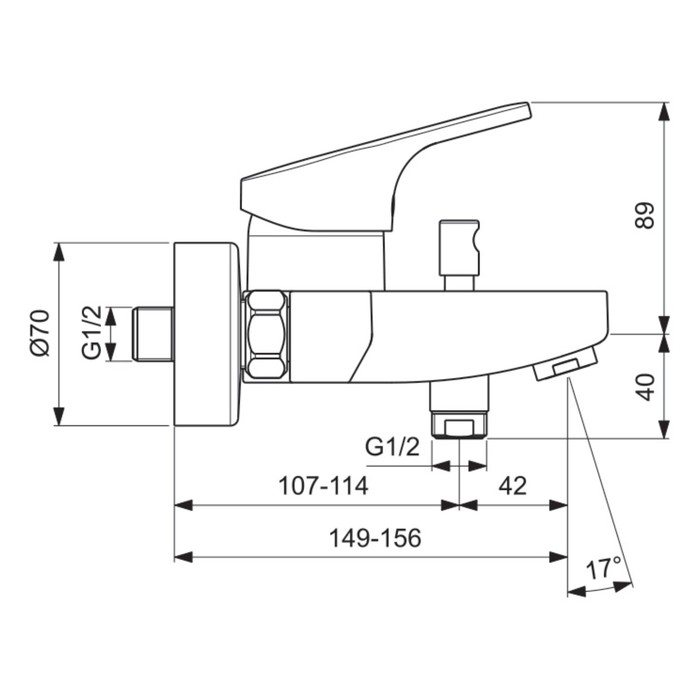 Смеситель для ванны Vidima "Видима Форм", короткий излив, хром