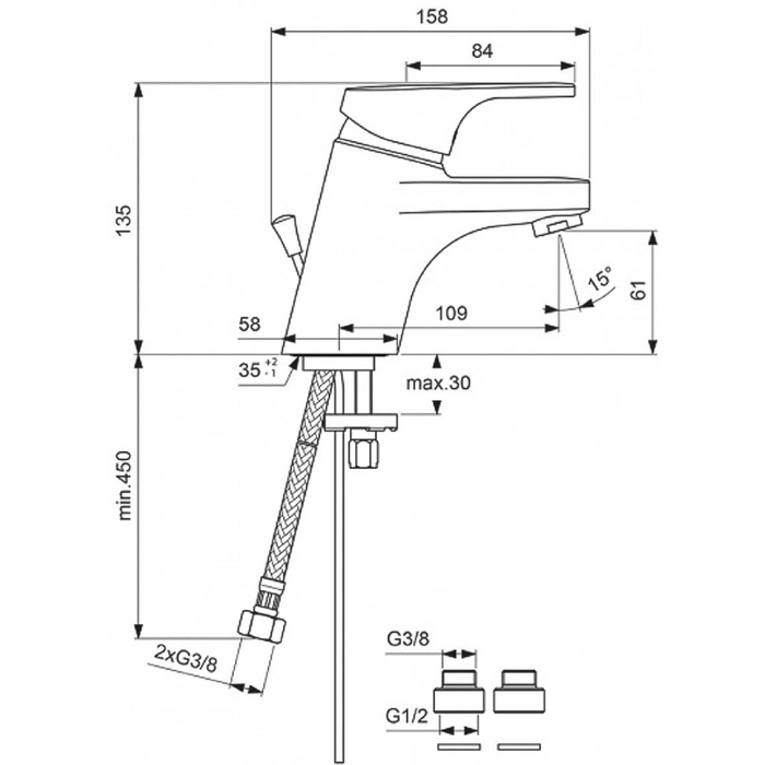 Смеситель для раковины Vidima "Видима Форм", без донного клапана, хром