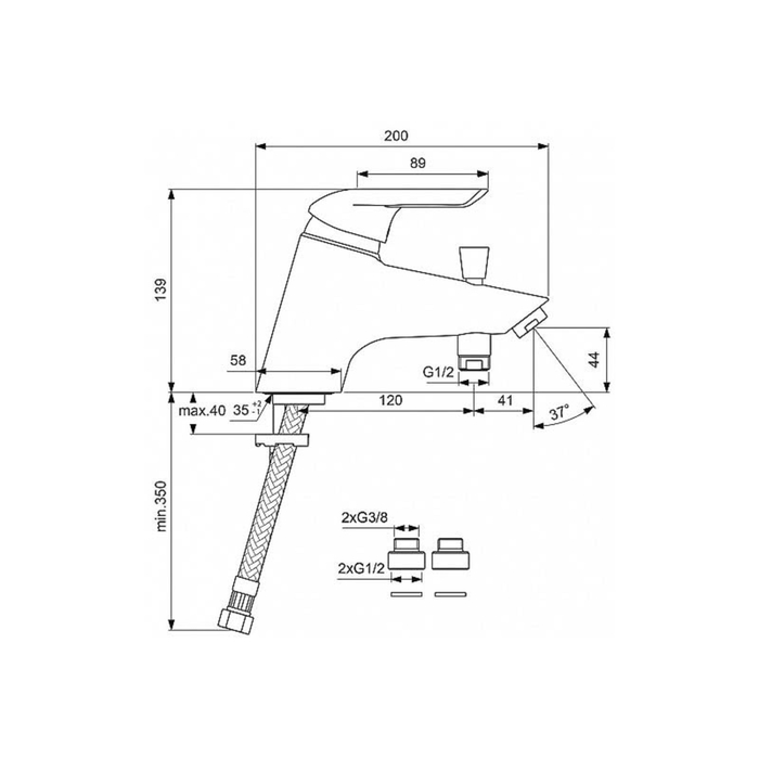 Смеситель для ванны Vidima "Сева II", настольный, хром
