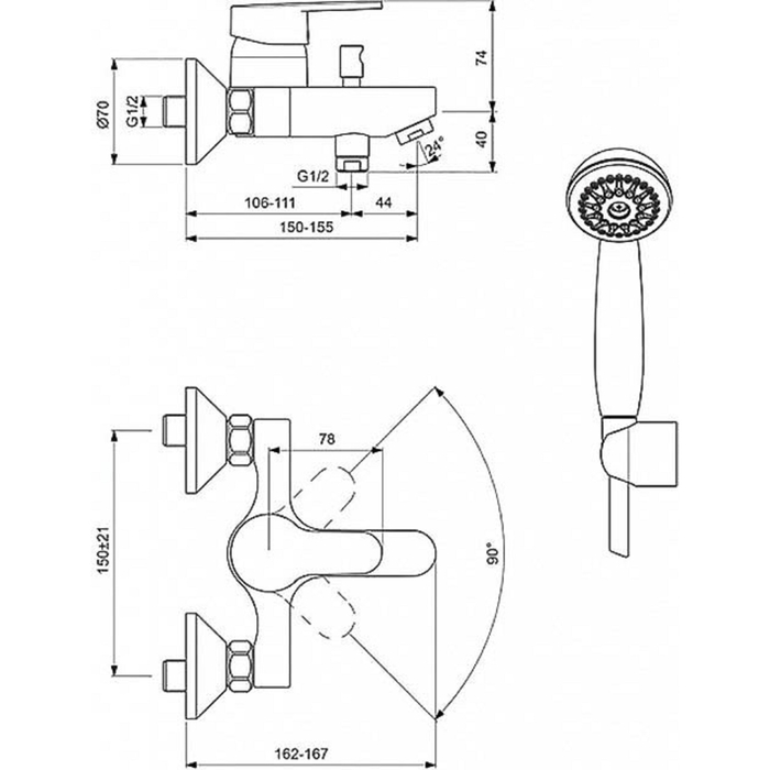 Смеситель для ванны Vidima "Сева Фреш", хром