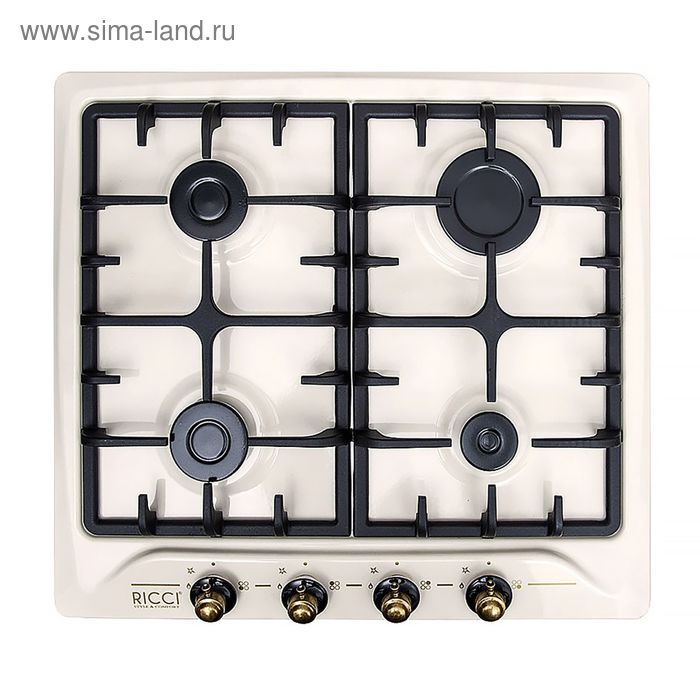 

Варочная поверхность Ricci RGN-630 BG, газовая, 4 конфорки, бежевая