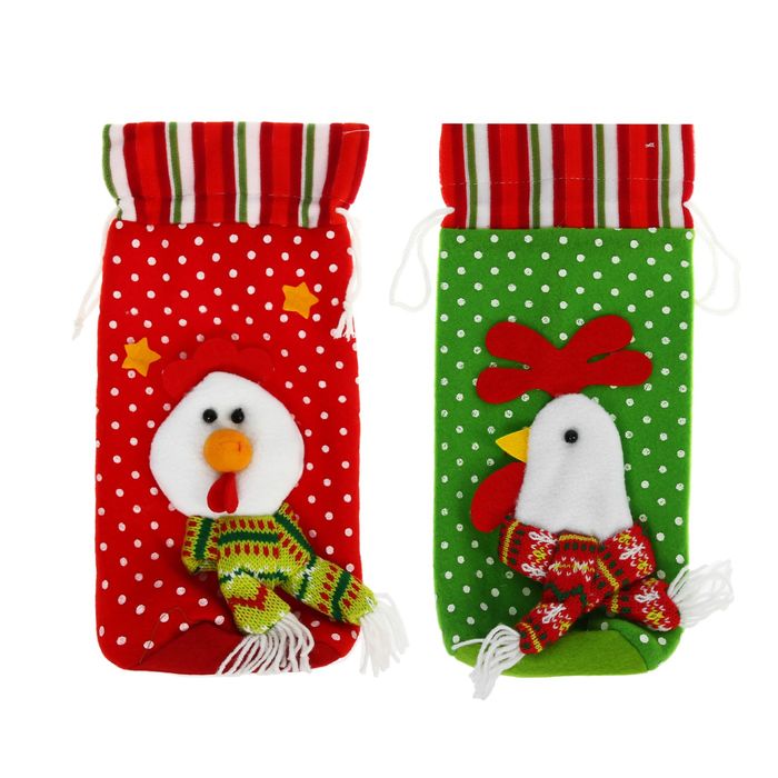 Одежда на бутылку "Петух в шарфе", виды МИКС