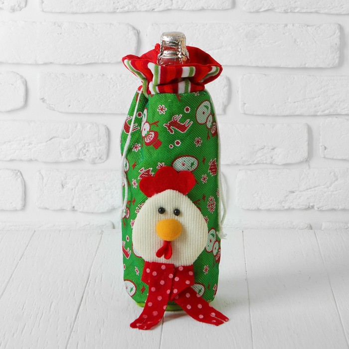 Одежда на бутылку "Петух" со снеговиками, виды МИКС
