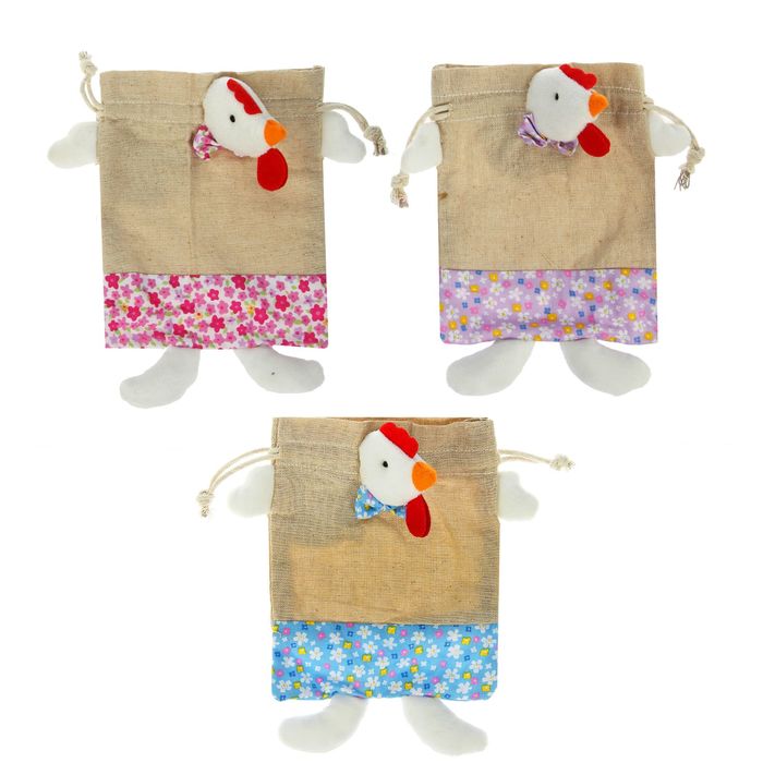 Мешок для подарков "Цыплёнок" с ножками и завязками, 150 г, цвета МИКС