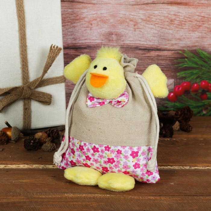 Мешок для подарков "Цыплёнок" с ножками и завязками, 150 г, цвета МИКС