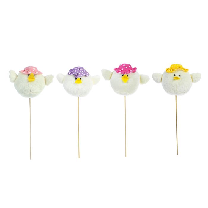 Мягкая игрушка на палочке "Цыпленок" в шляпке, цвета МИКС