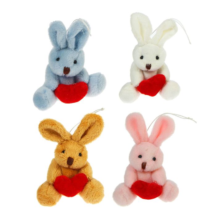 Мягкая игрушка-подвеска "Зайка с сердечком", цвета МИКС