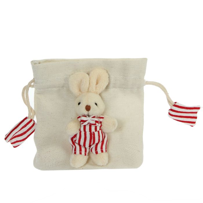 Мешок для подарков "Зайка" с завязками, виды МИКС