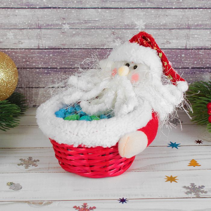 Конфетница "Дед мороз" мохнатая борода, вместимость 200 грамм