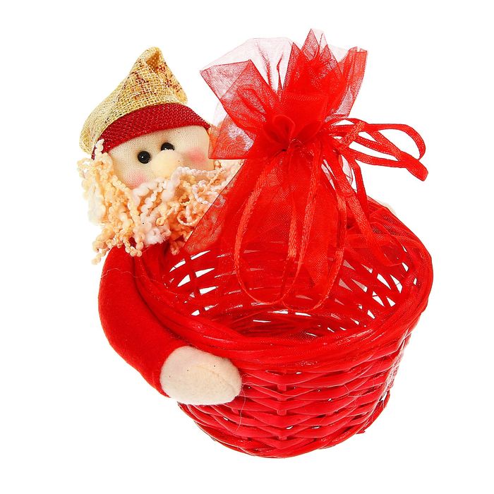 Конфетница "Дедушка Мороз" снежинки на колпаке