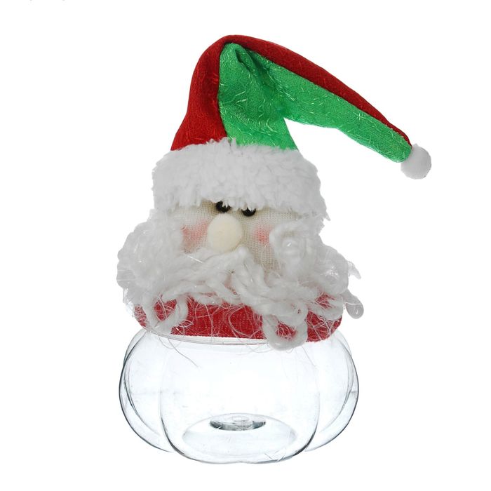 Конфетница "Дед Мороз с бородой" в колпаке, 100 г