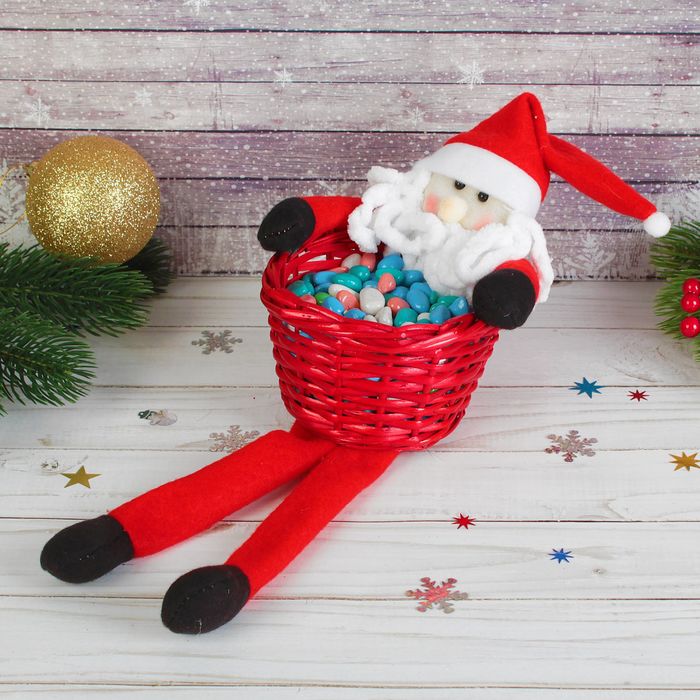 Конфетница "Дед Мороз" длинные ножки, вместимость 250 грамм