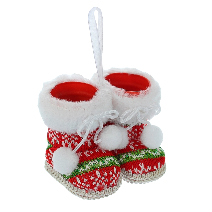 Конфетница "Сапожки" с бомбошками, вместимость 50 грамм, цвета МИКС