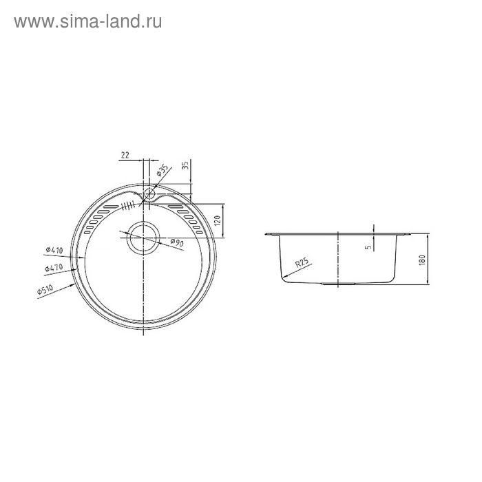 

Мойка для кухни IDDIS Suno S, SUN51P0i77, полированная, d=510 мм