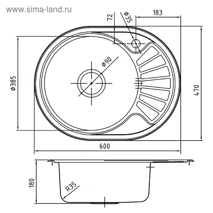 

Мойка для кухни IDDIS Suno S, SUN60PLi77, полированная, чаша слева, 600х470 мм