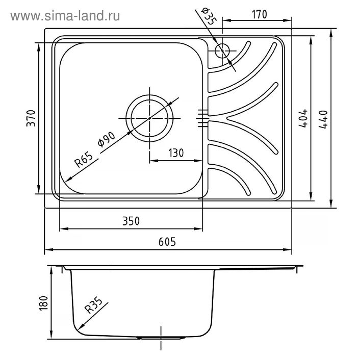 

Мойка для кухни IDDIS Arro S, ARR60PLi77, полированная, чаша слева, 605х440 мм