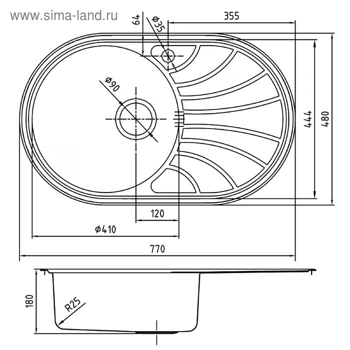 

Мойка для кухни IDDIS Suno S, SUN77PLi77, полированная, чаша слева, 770х480 мм